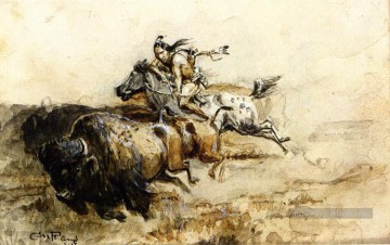Charles Marion Russell œuvres - Buffalo chasseur Charles Marion Russell
